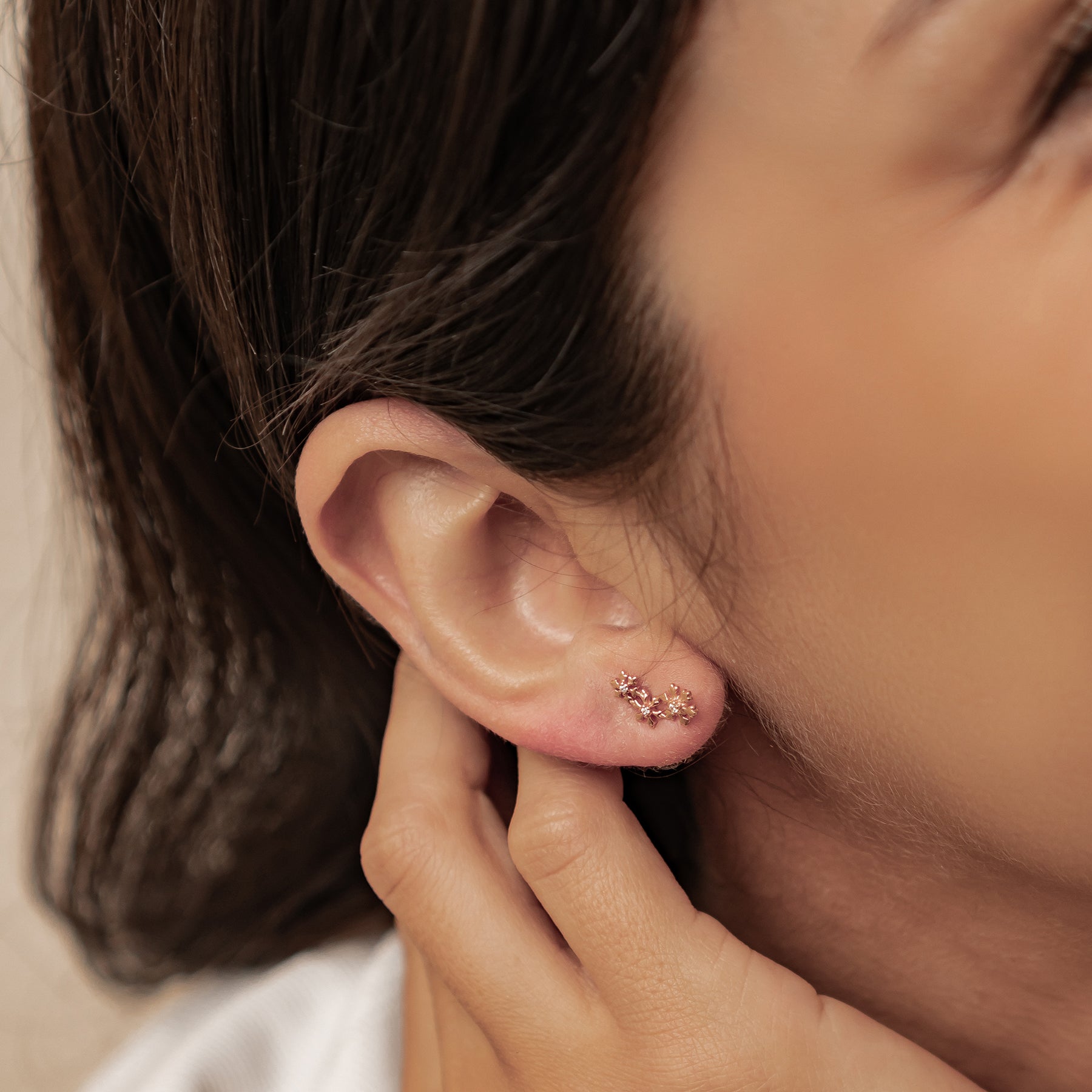 Boucles d’oreilles Snowflake Trio Argent Sterling