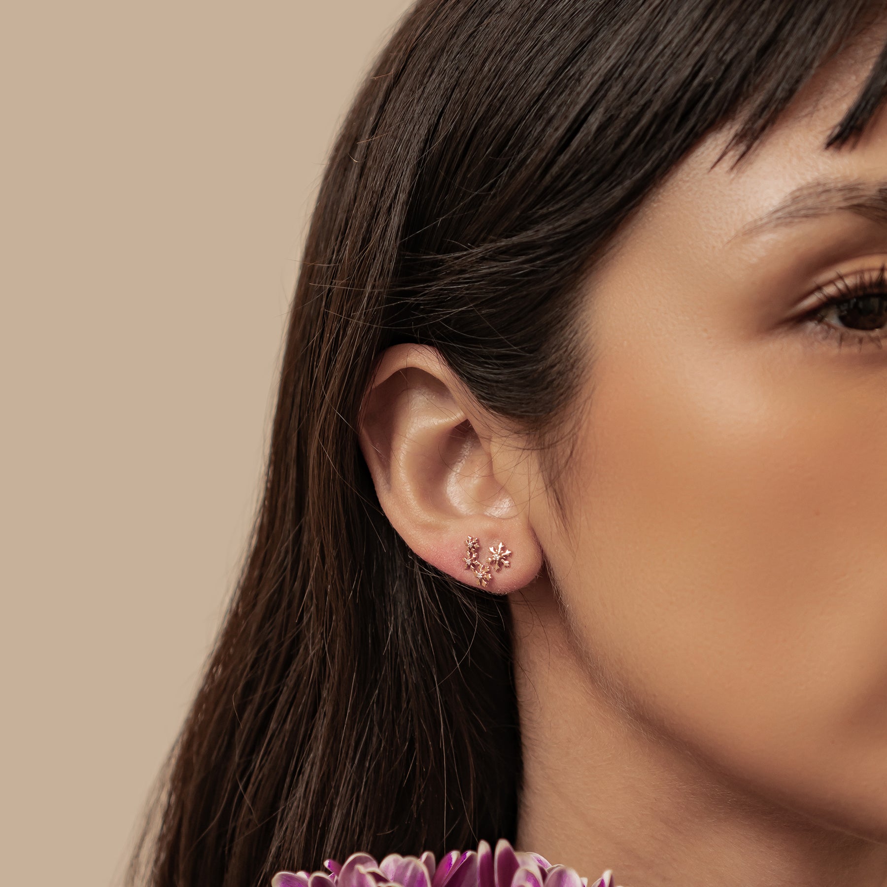 Boucles d’oreilles Snowflake Trio Argent Sterling