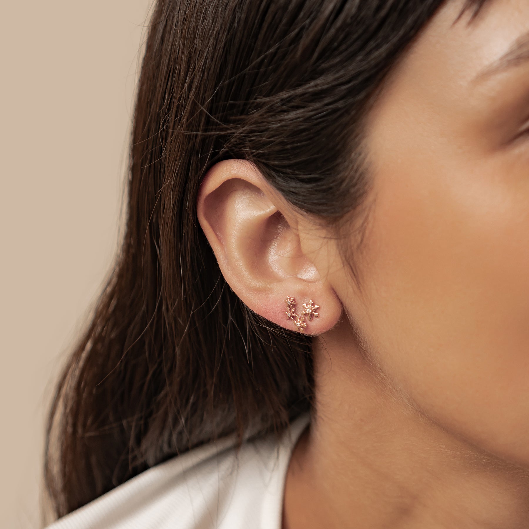 Boucles d’oreilles Snowflake Trio Argent Sterling