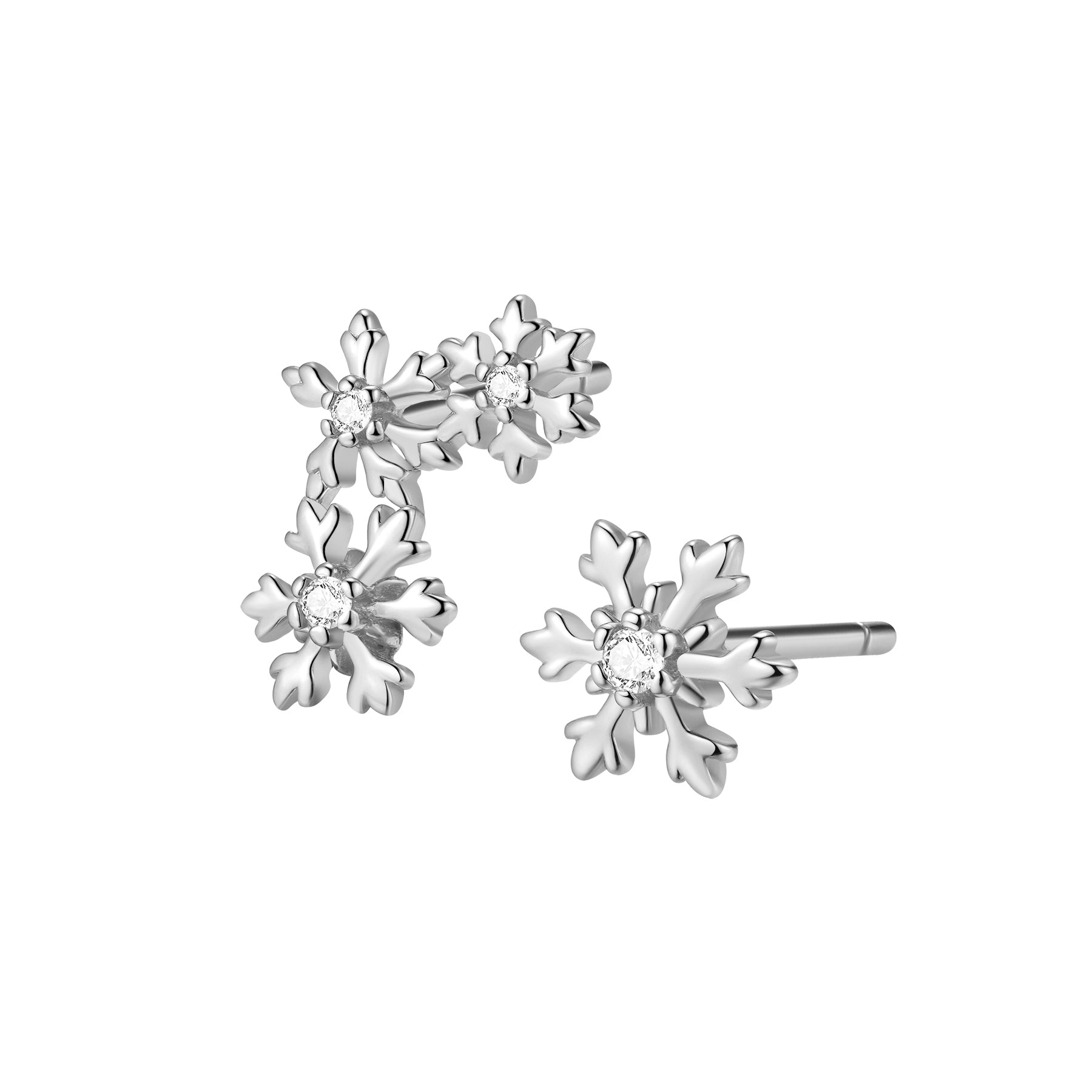 Boucles d’oreilles Snowflake Trio Argent Sterling