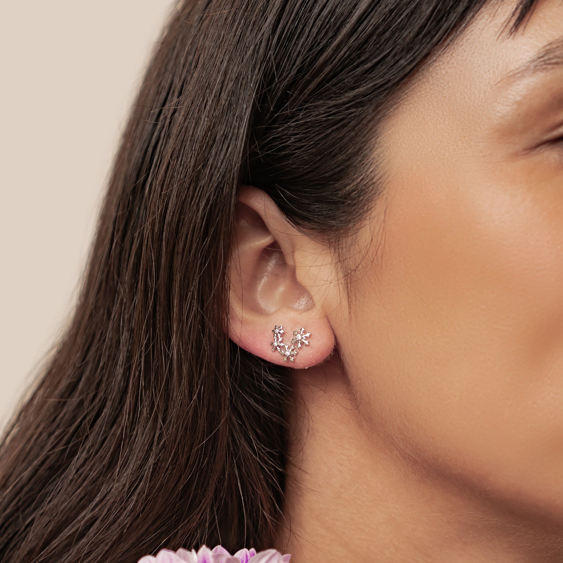 Boucles d’oreilles Snowflake Trio Argent Sterling