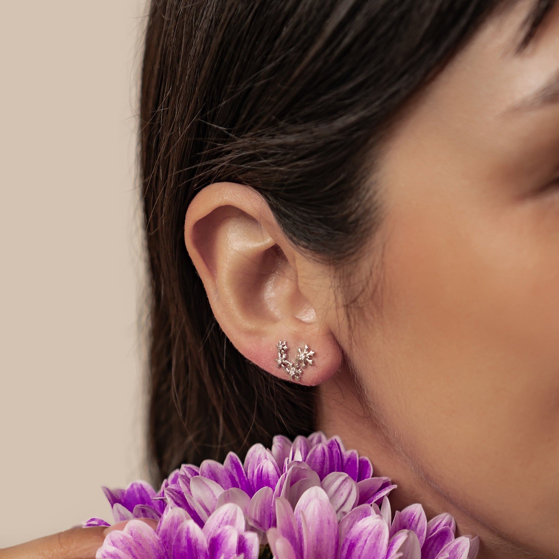 Boucles d’oreilles Snowflake Trio Argent Sterling