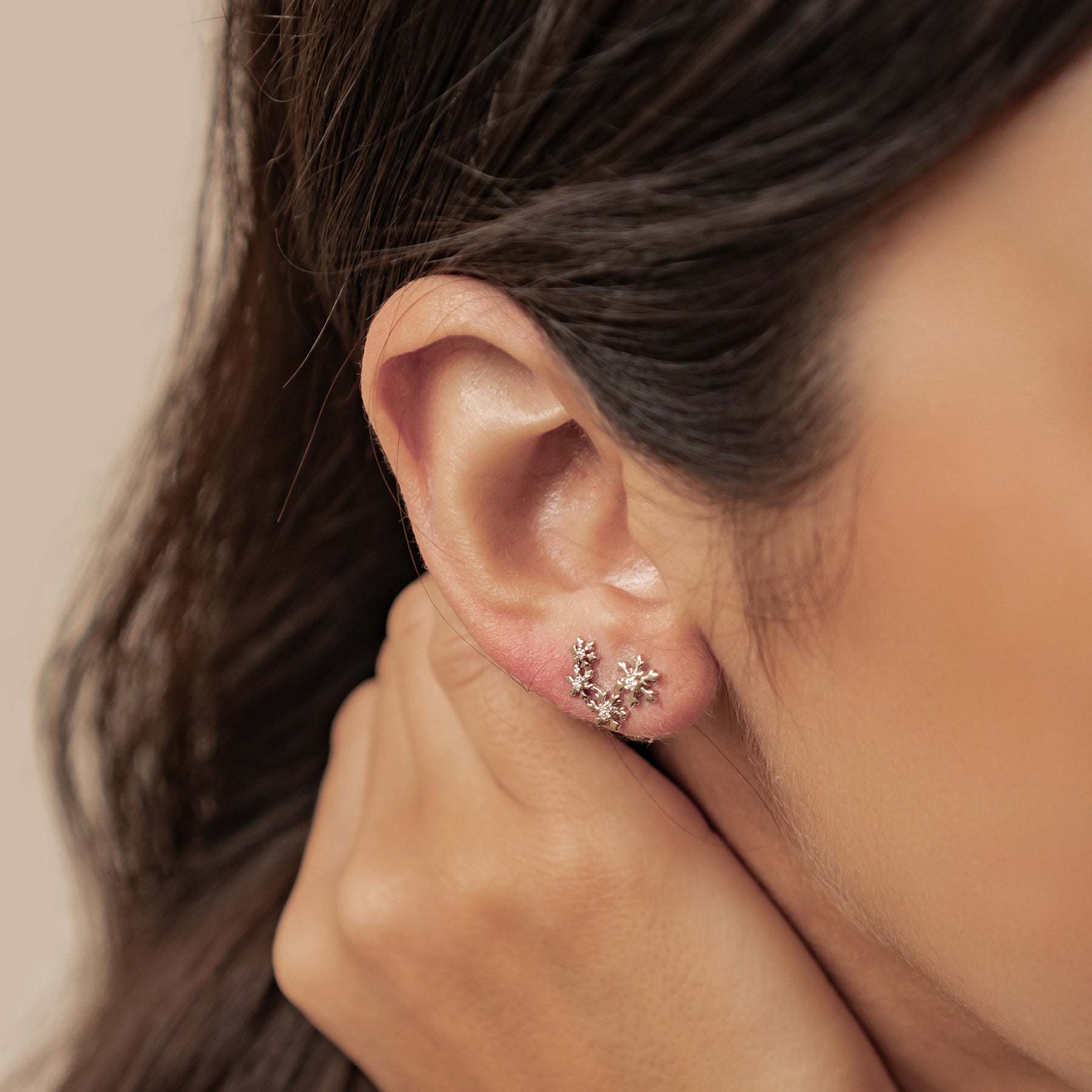 Boucles d’oreilles Snowflake Trio Argent Sterling