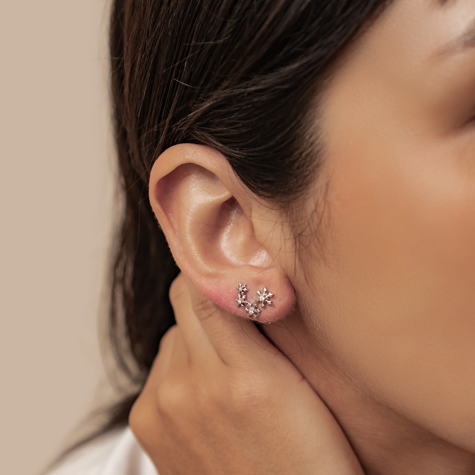 Boucles d’oreilles Snowflake Trio Argent Sterling