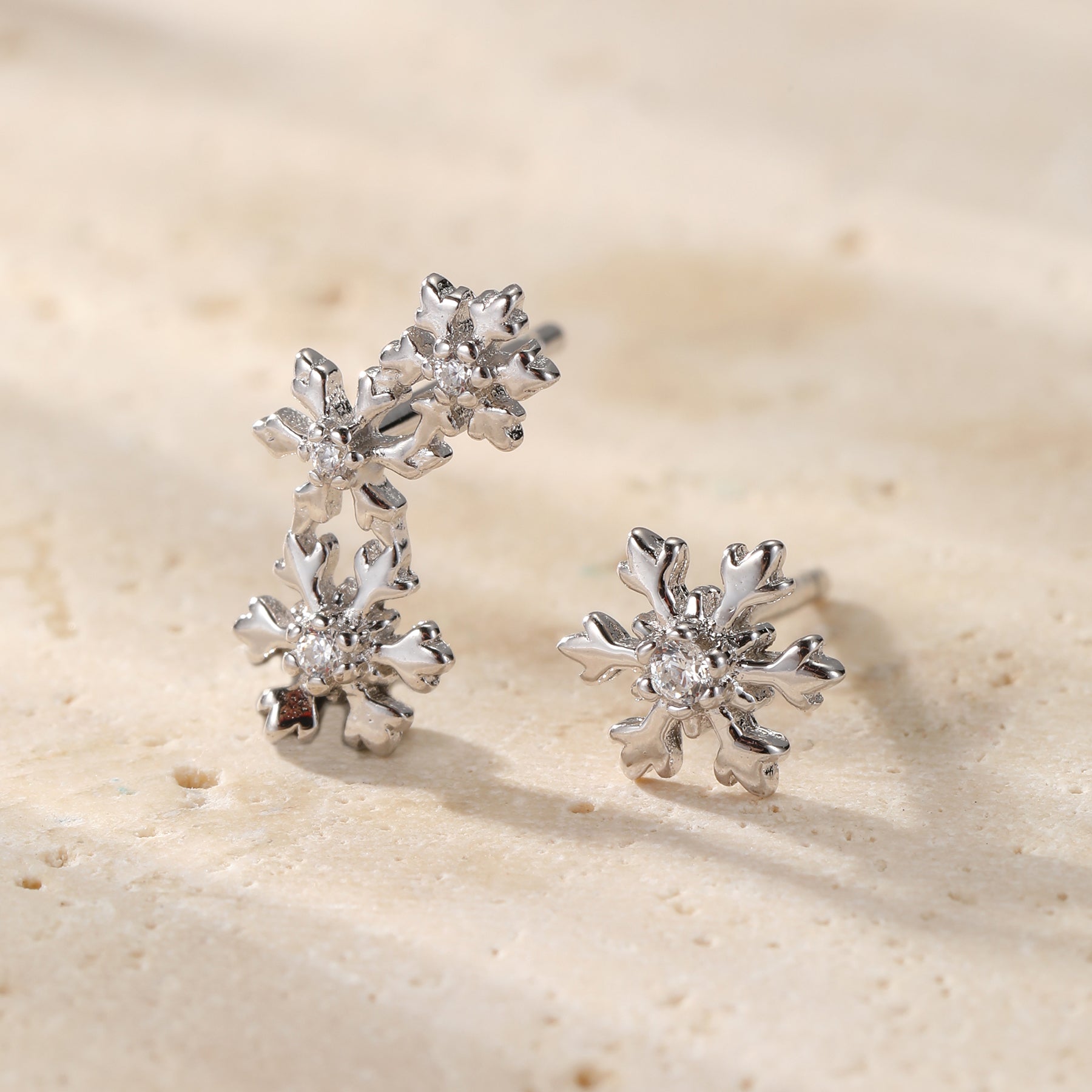 Boucles d’oreilles Snowflake Trio Argent Sterling