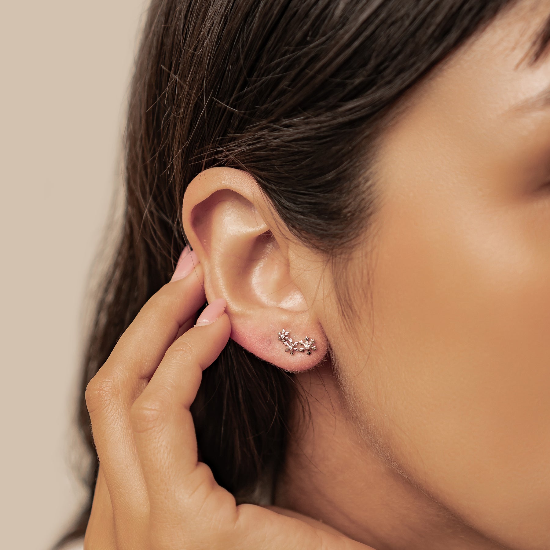 Boucles d’oreilles Snowflake Trio Argent Sterling