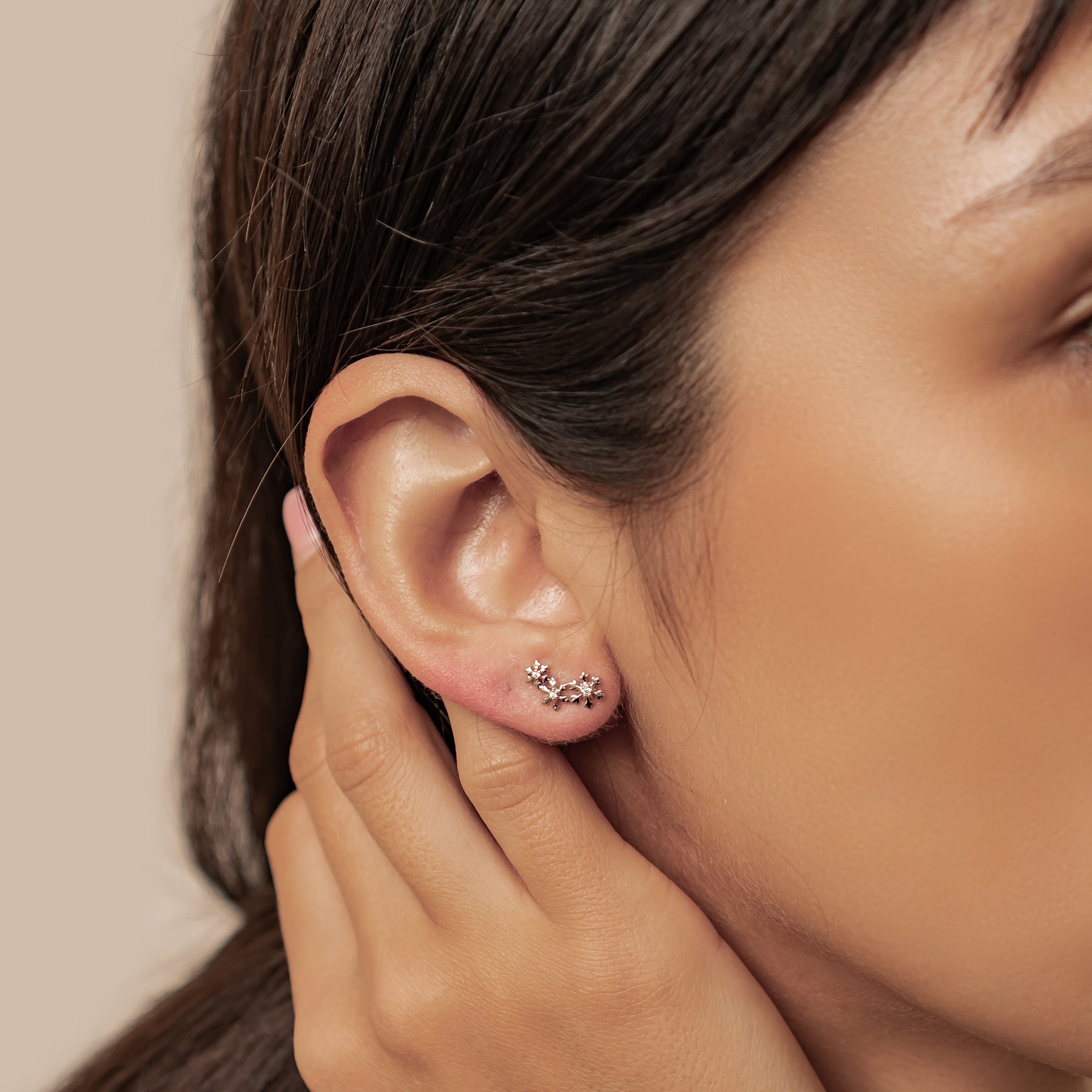 Boucles d’oreilles Snowflake Trio Argent Sterling