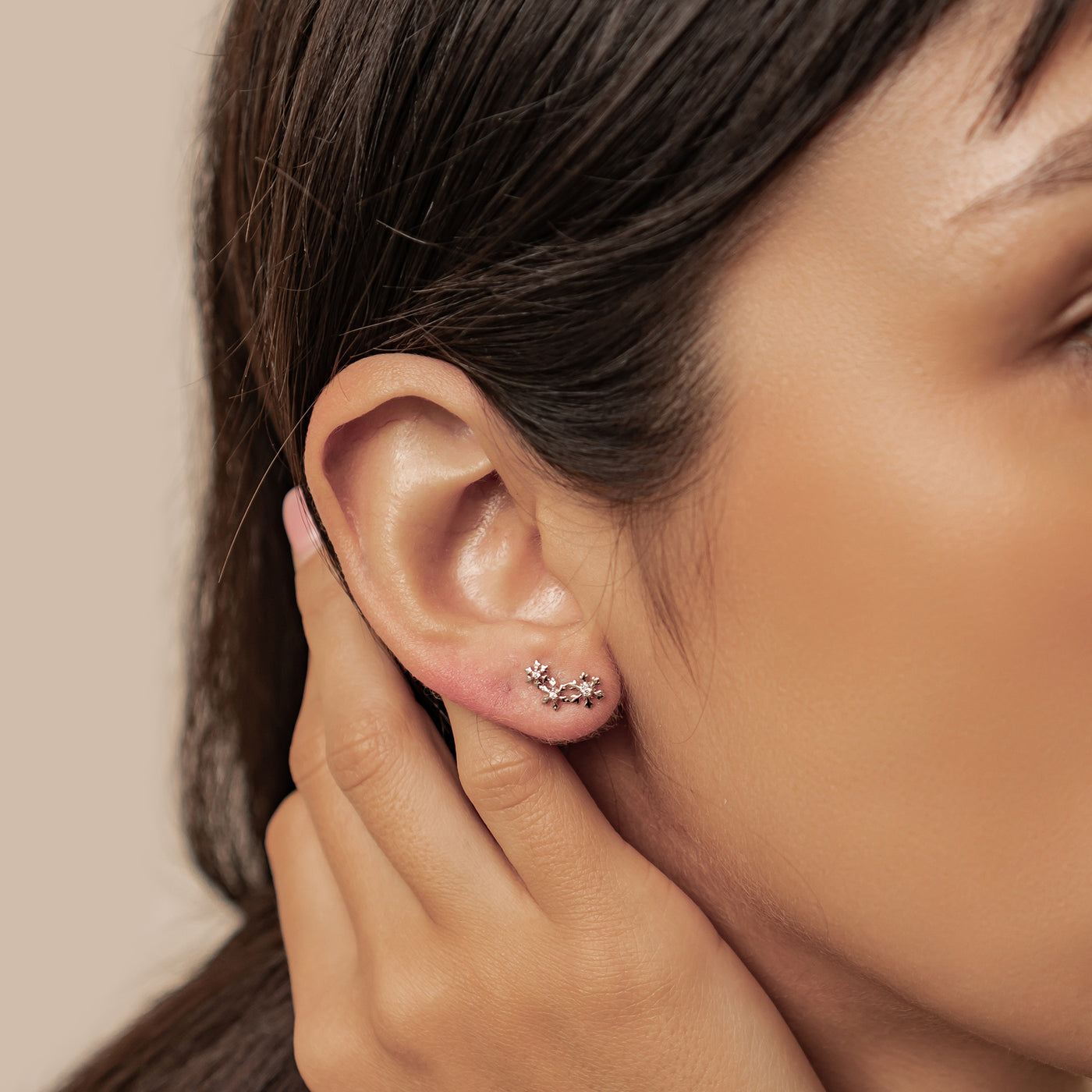 Schneeflocken Trio Ohrstecker Sterling Silber