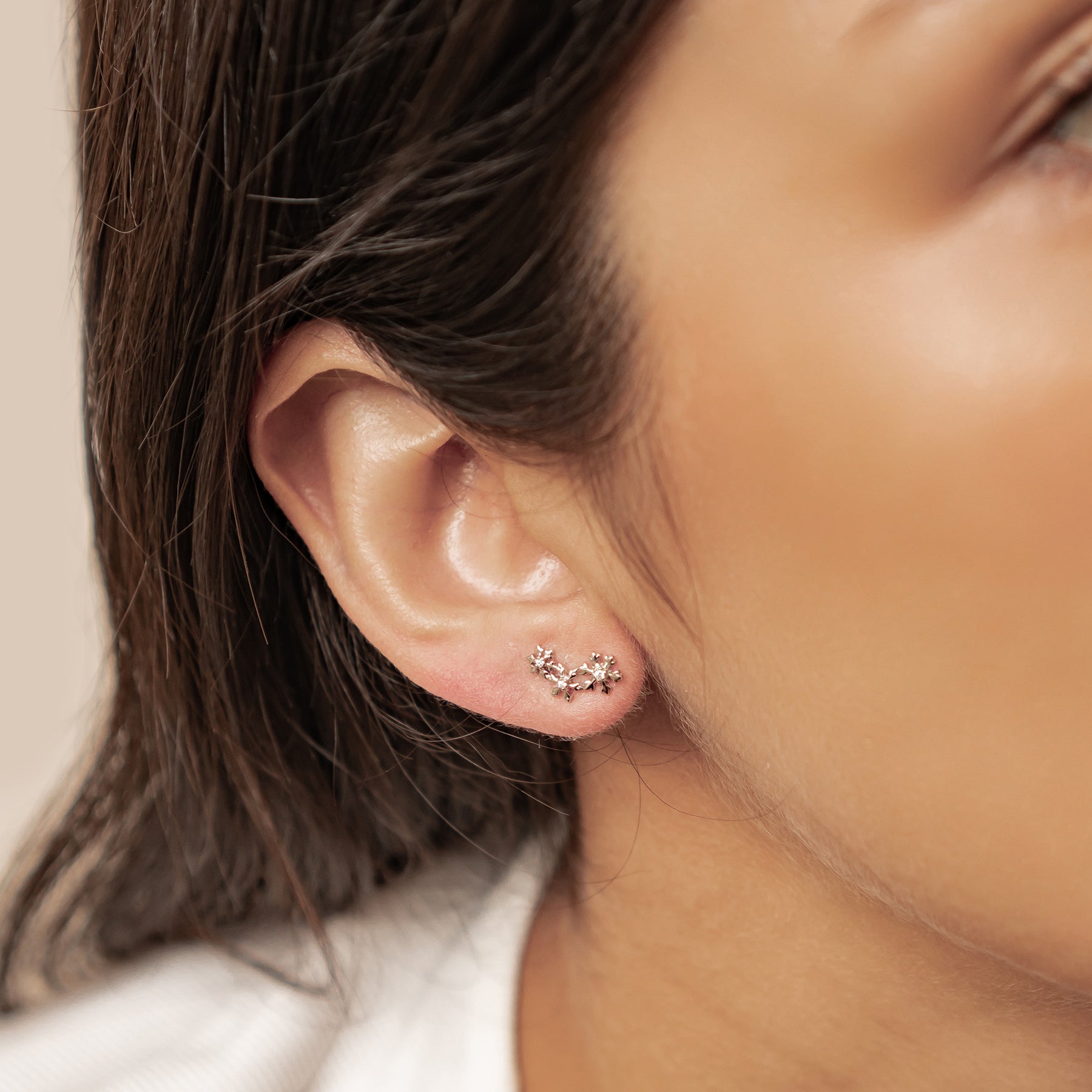 Boucles d’oreilles Snowflake Trio Argent Sterling