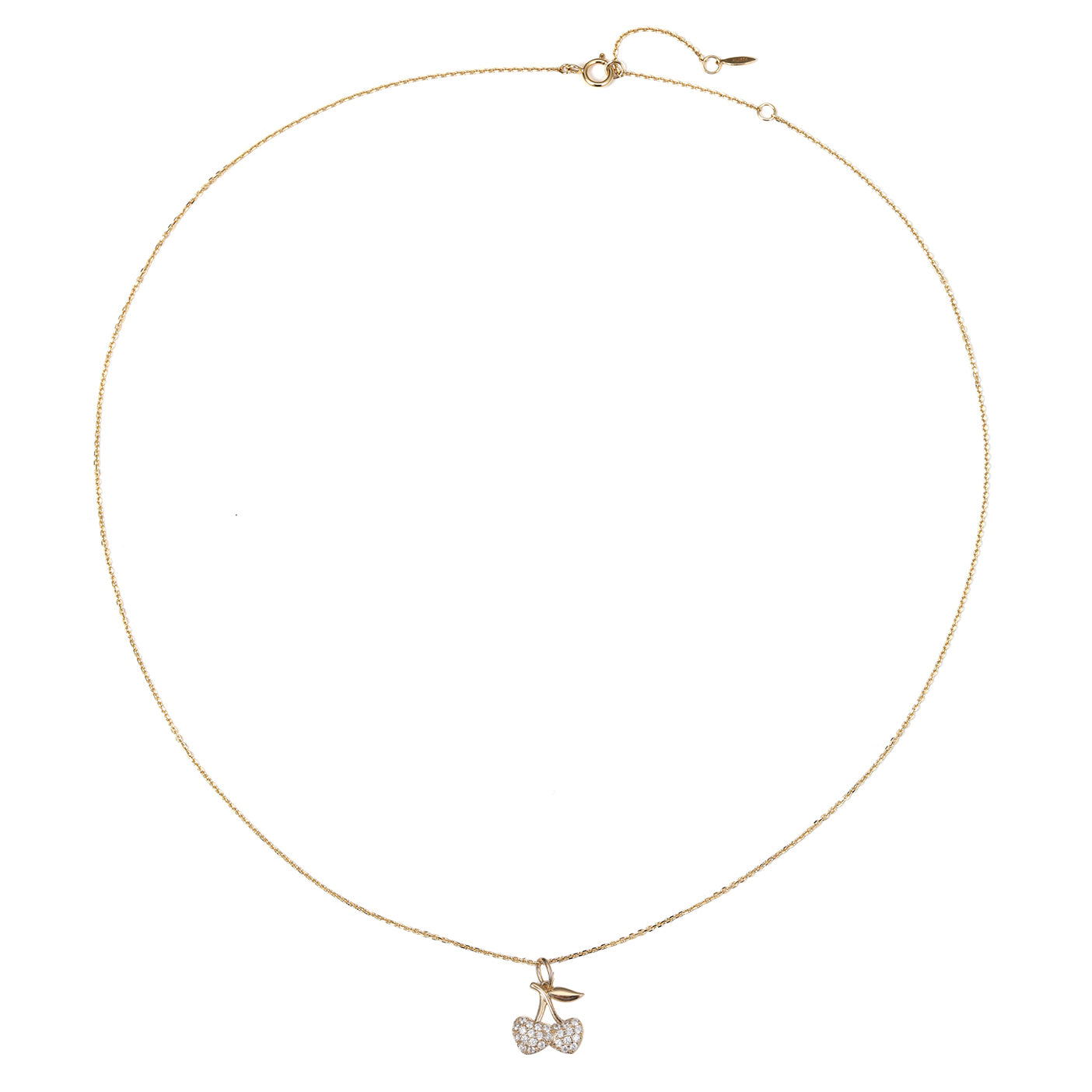 Collar Colgante Cereza Brillante Oro Macizo 14K