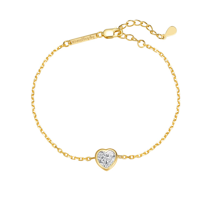 Pulsera Corazón Brillante Plata de Ley