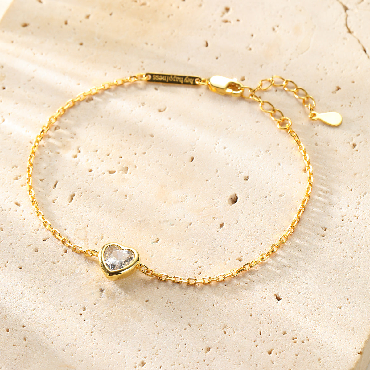 Pulsera Corazón Brillante Plata de Ley