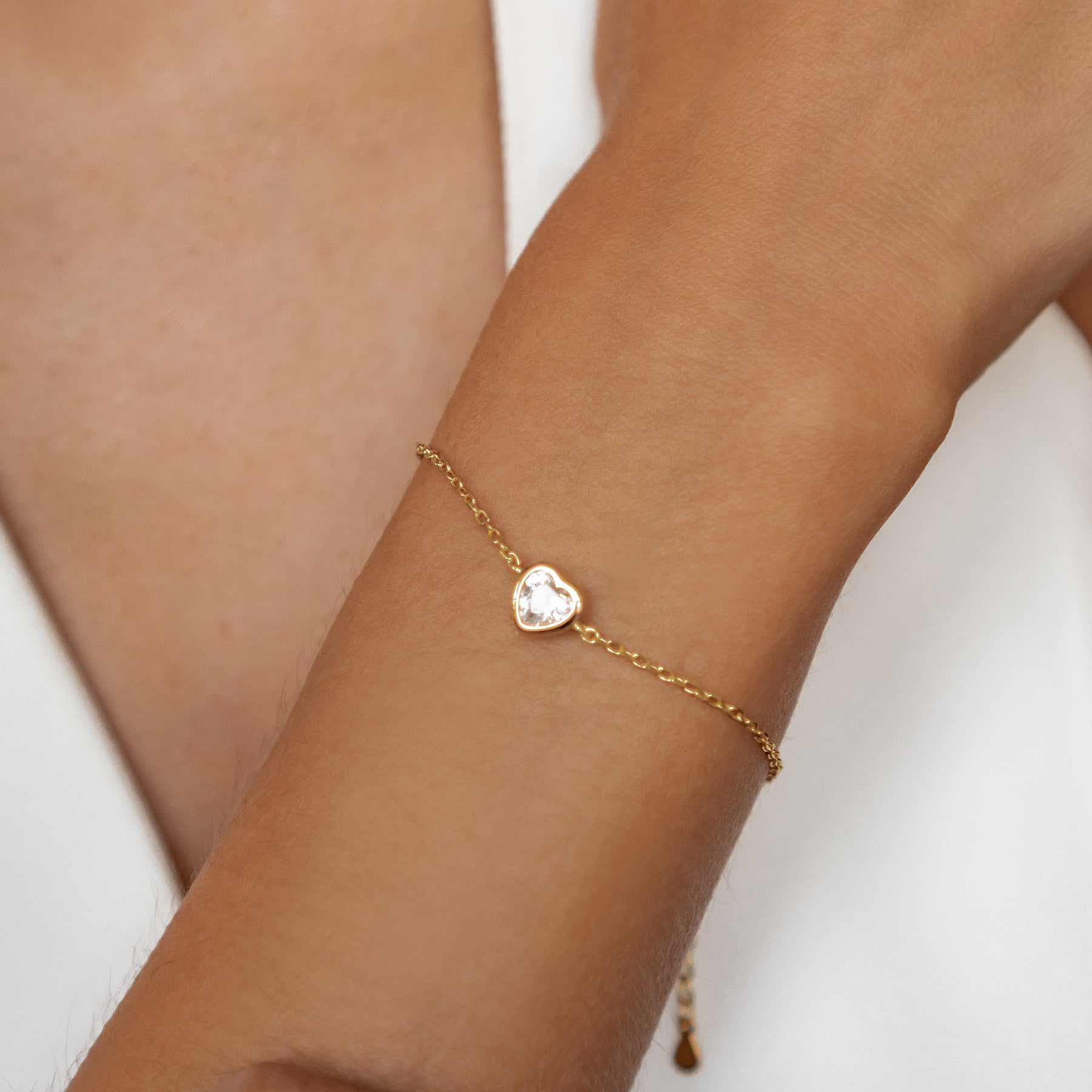 Pulsera Corazón Brillante Plata de Ley