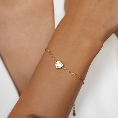 Sparkling Heart Bracelet Sterling Silver