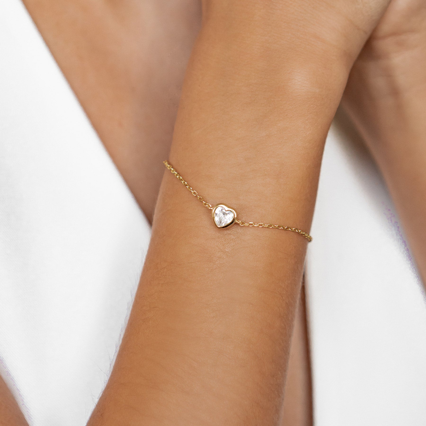 Pulsera Corazón Brillante Plata de Ley