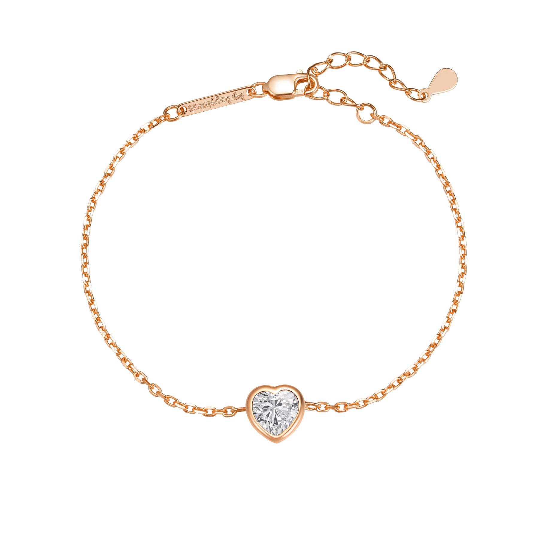 Pulsera Corazón Brillante Plata de Ley