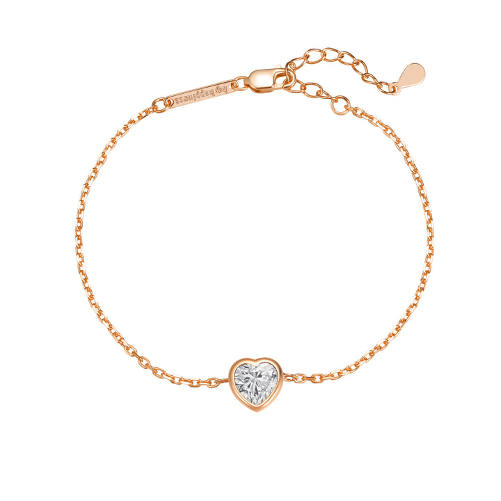 Pulsera Corazón Brillante Plata de Ley