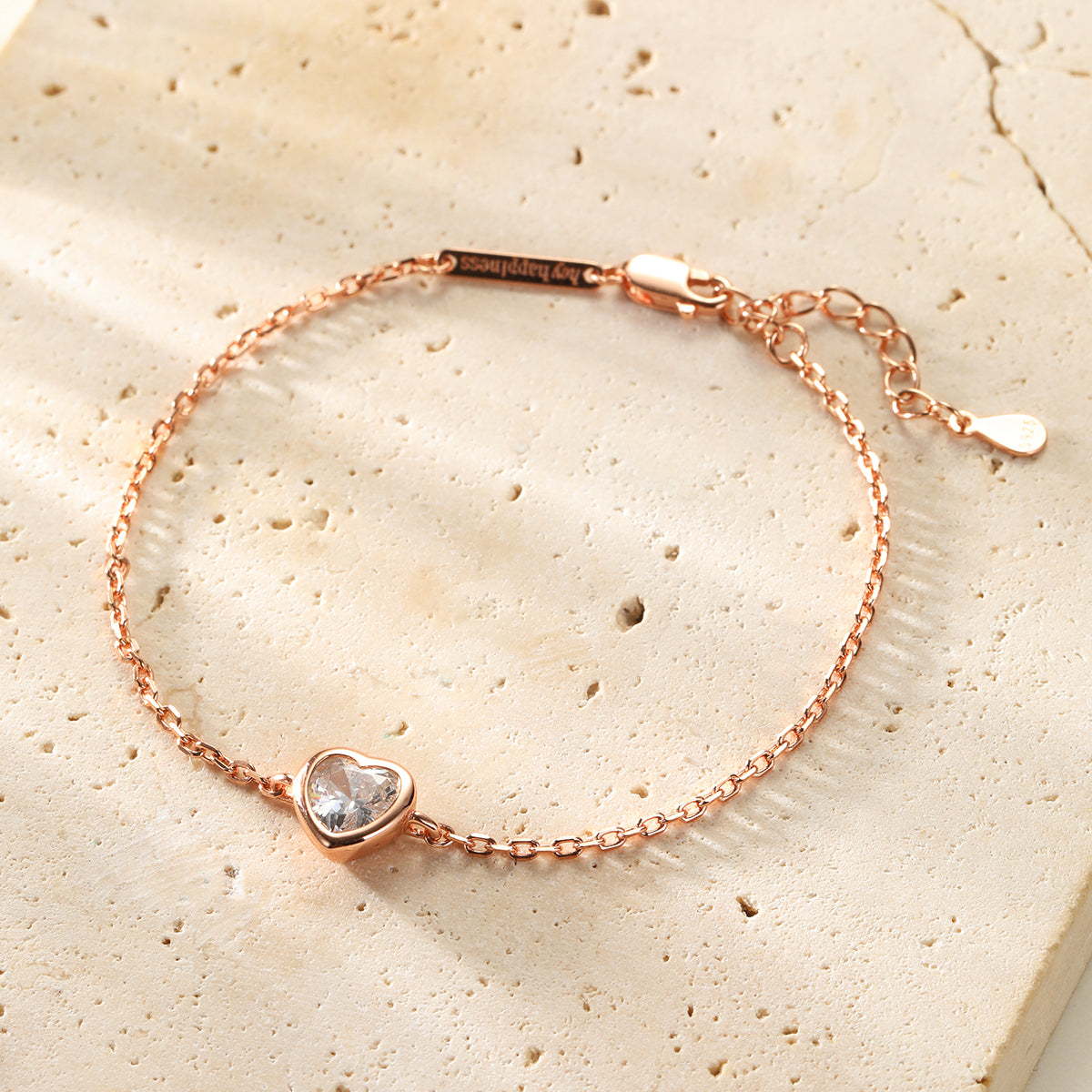 Pulsera Corazón Brillante Plata de Ley