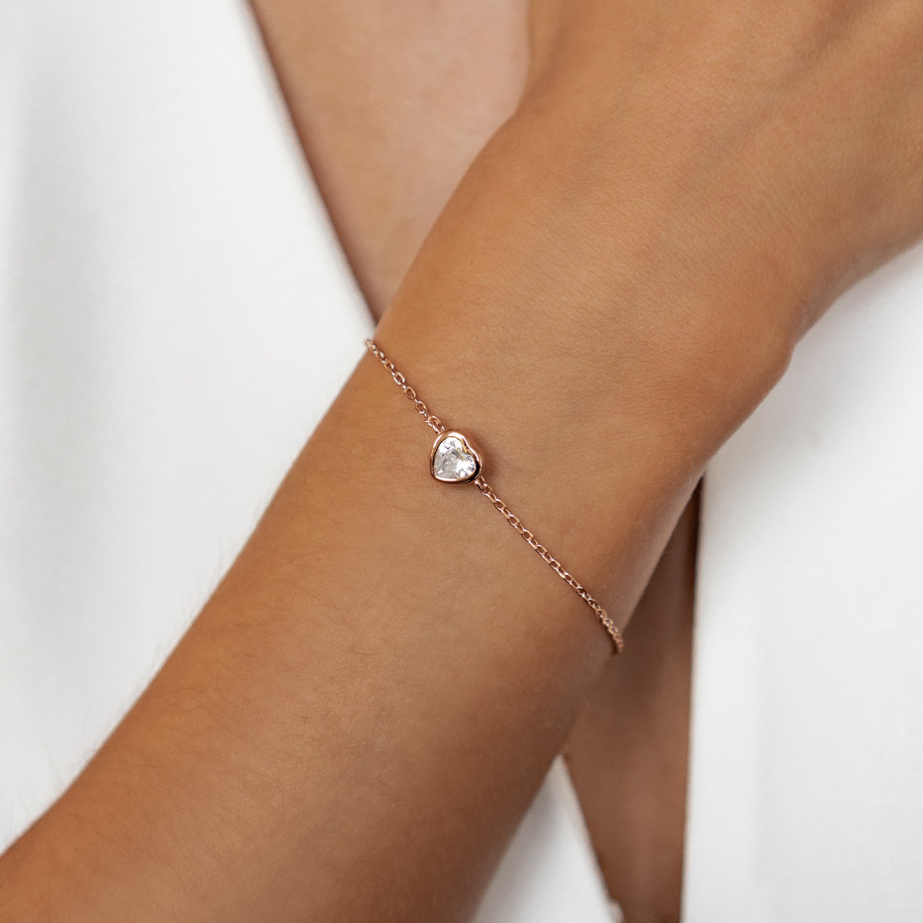 Pulsera Corazón Brillante Plata de Ley