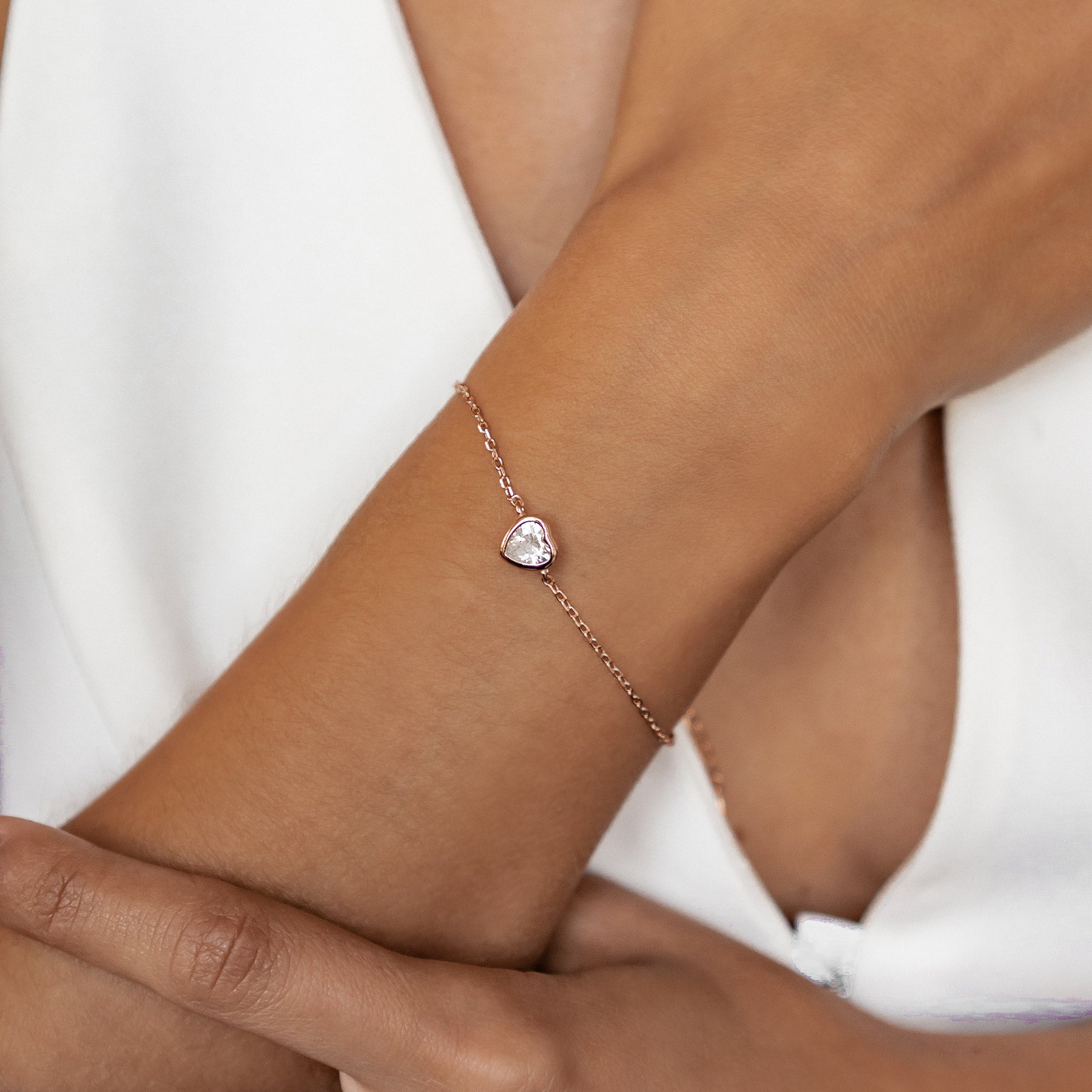 Pulsera Corazón Brillante Plata de Ley