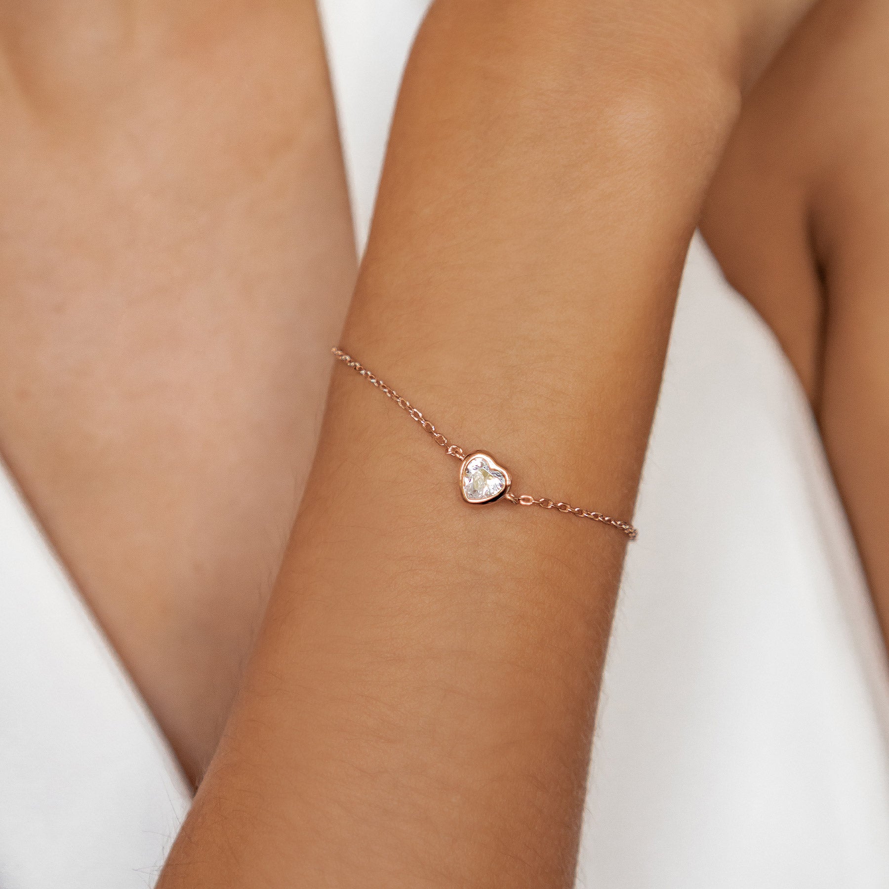 Pulsera Corazón Brillante Plata de Ley