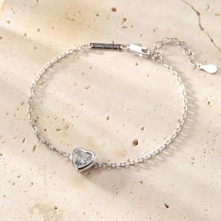 Sparkling Heart Bracelet Sterling Silver