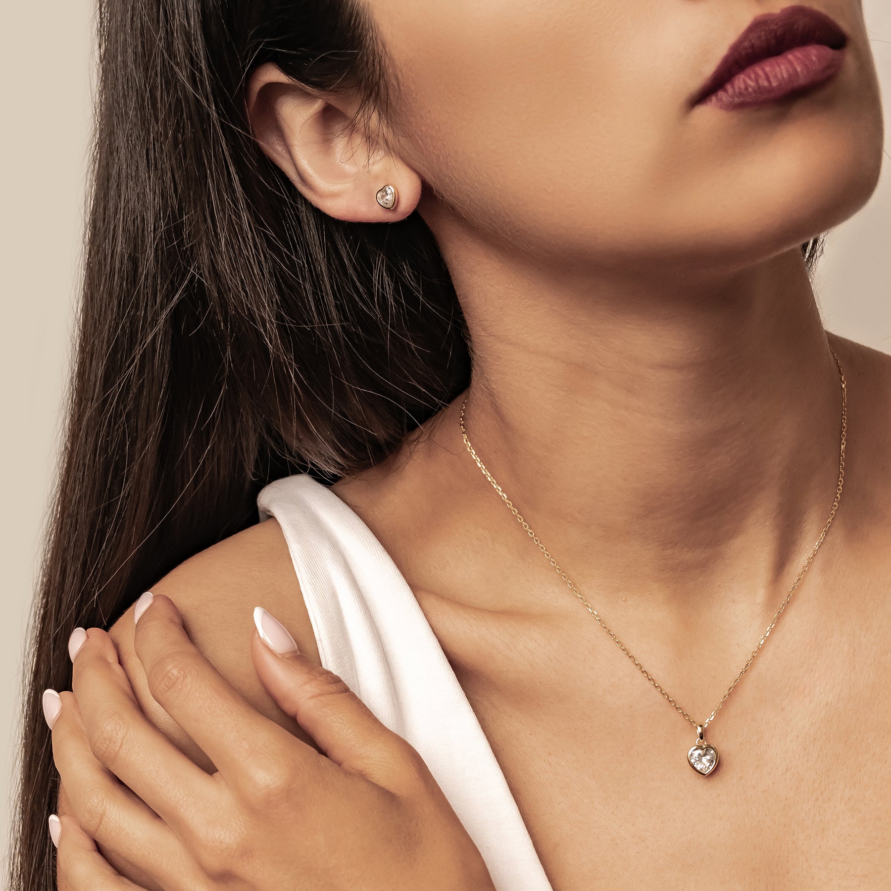 Sparkling Heart Jewelry Set Sterling Silver