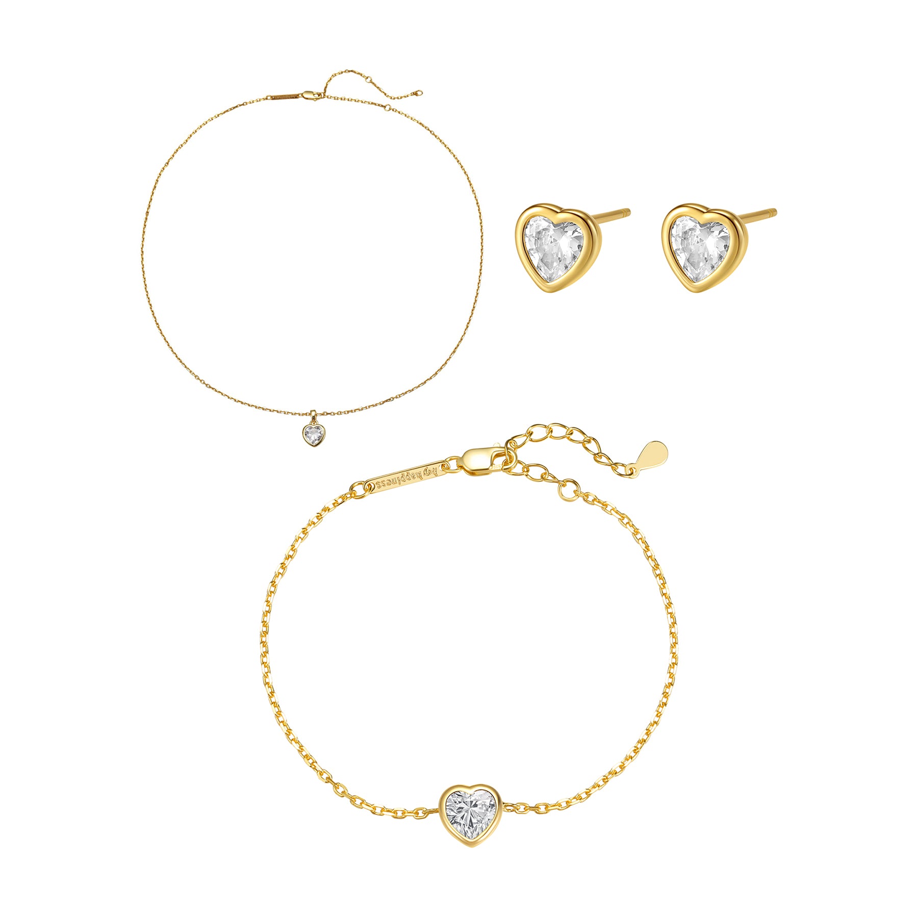 Sparkling Heart Jewelry Set Sterling Silver