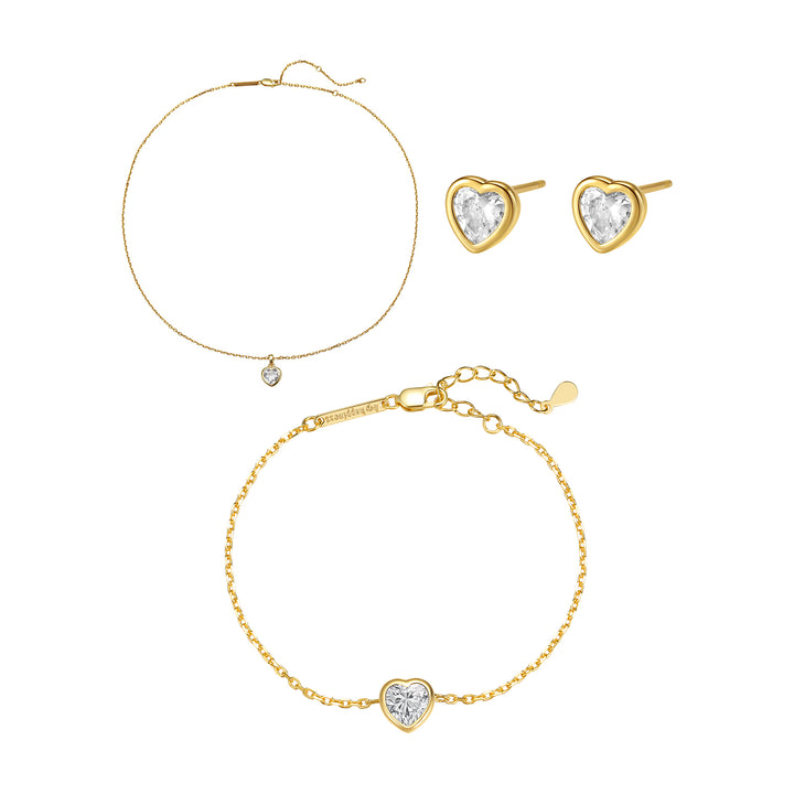 Set Joyería Corazón Brillante Plata de Ley 925