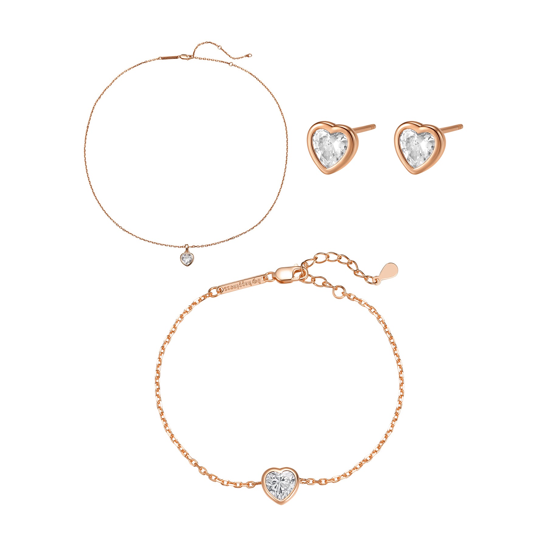 Set Joyería Corazón Brillante Plata de Ley 925