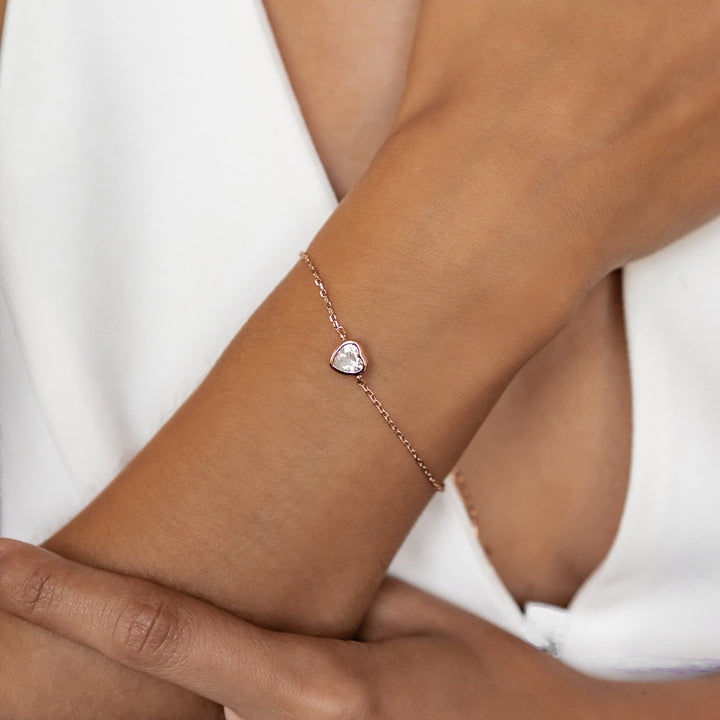 Ensemble Bijoux Cœur Scintillant Argent Sterling