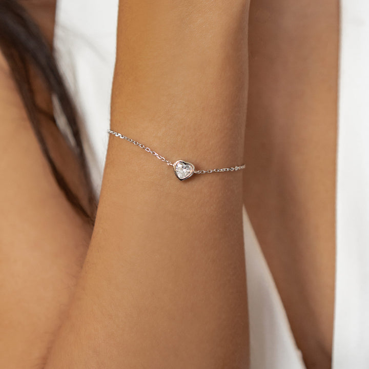 Ensemble Bijoux Cœur Scintillant Argent Sterling