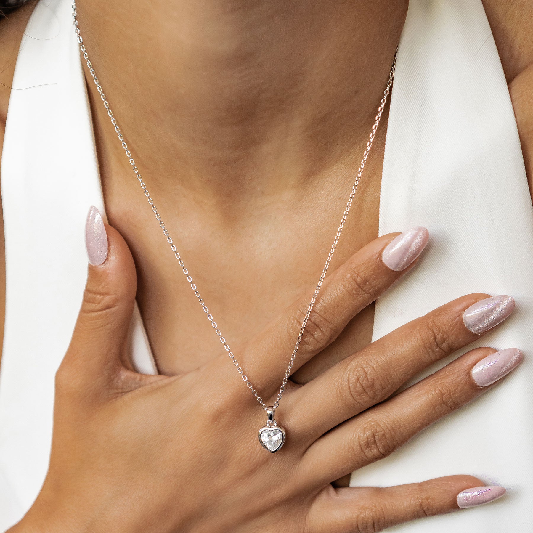 Sparkling Heart Jewelry Set Sterling Silver