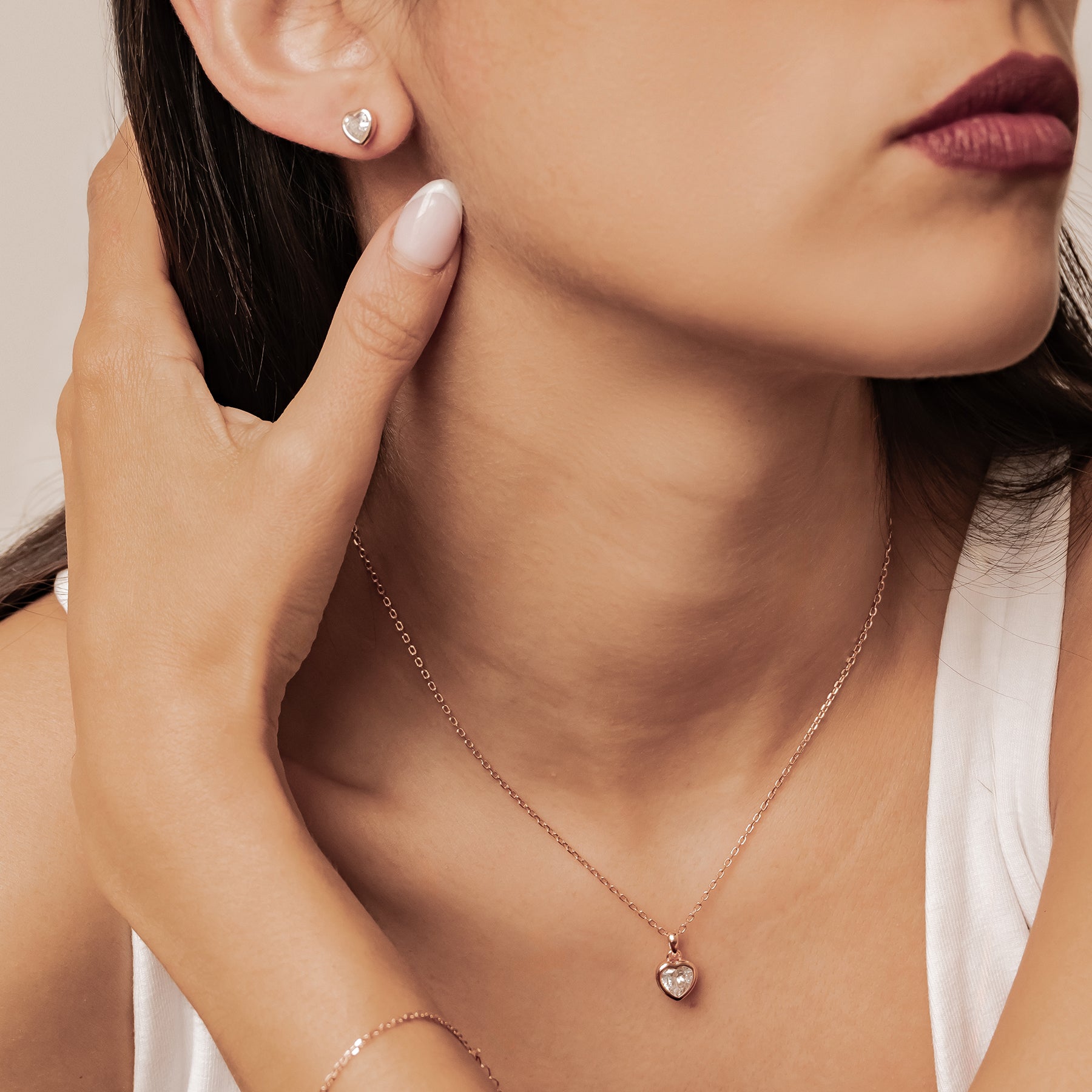 Set Joyería Corazón Brillante Plata de Ley 925