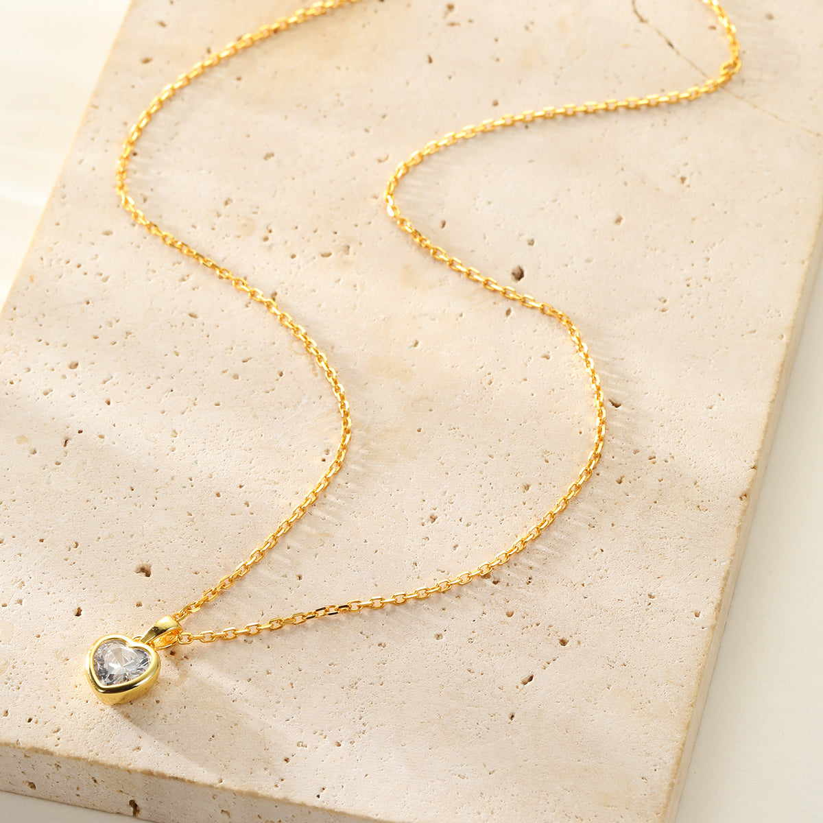 Collar Corazón Brillante Plata de Ley