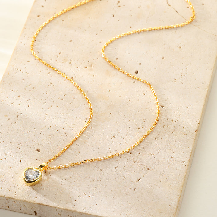 Sparkling Heart Necklace Sterling Silver