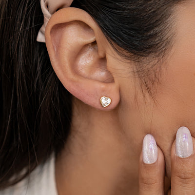 Sparkling Heart Stud Earrings Sterling Silver