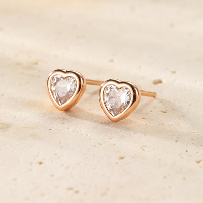 Sparkling Heart Stud Earrings Sterling Silver