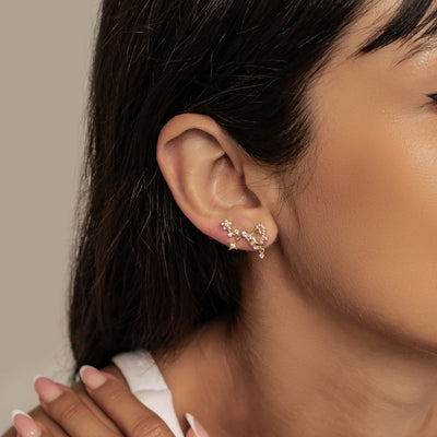 Sparkling Moon & Star Earring Set Sterling Silver