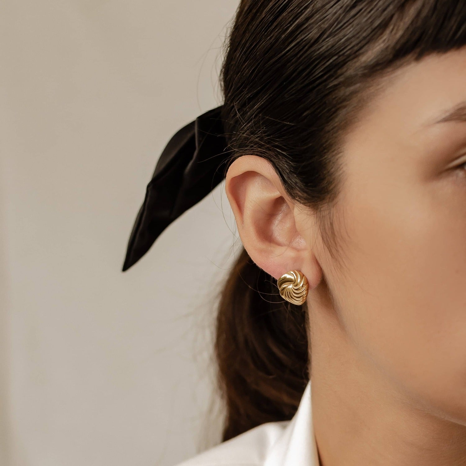 Pendientes Botón Oversized Espiral Waterproof