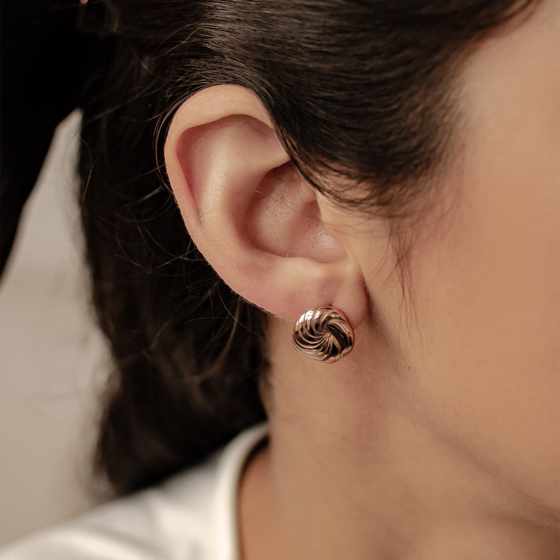 Pendientes Botón Oversized Espiral Waterproof