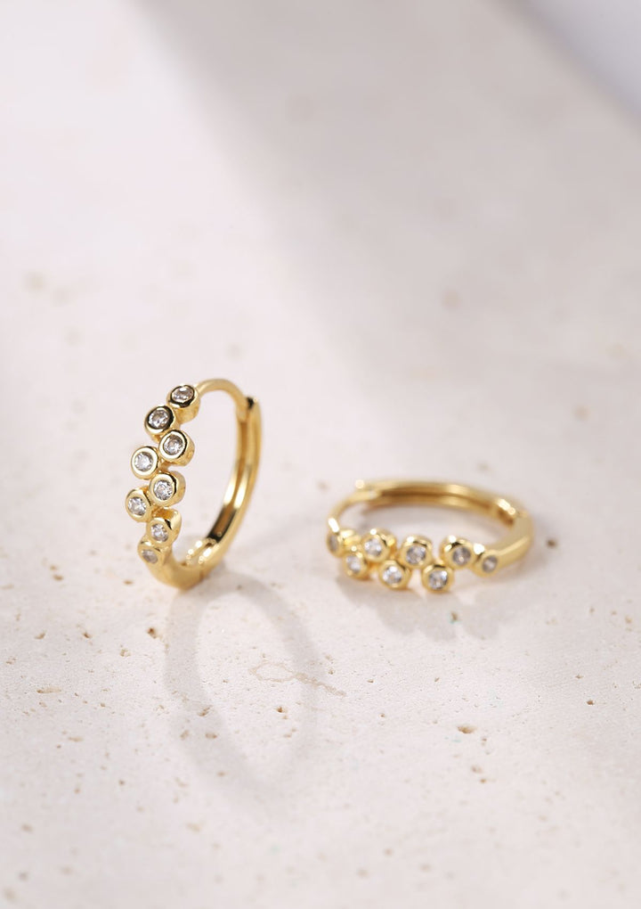 Sprinkle Huggie Hoop Earrings Sterling Silver Gold