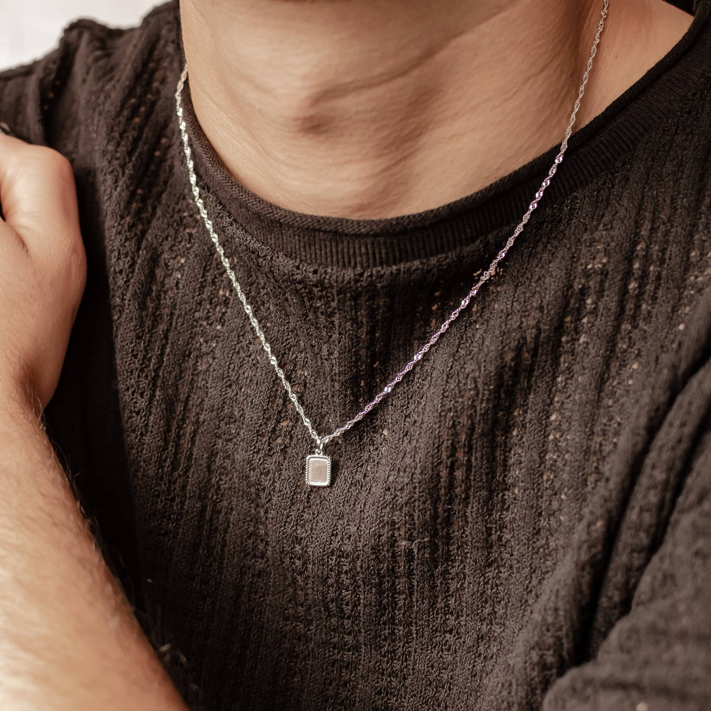Square Rope Pendant Necklace Sterling Silver – Hey Happiness