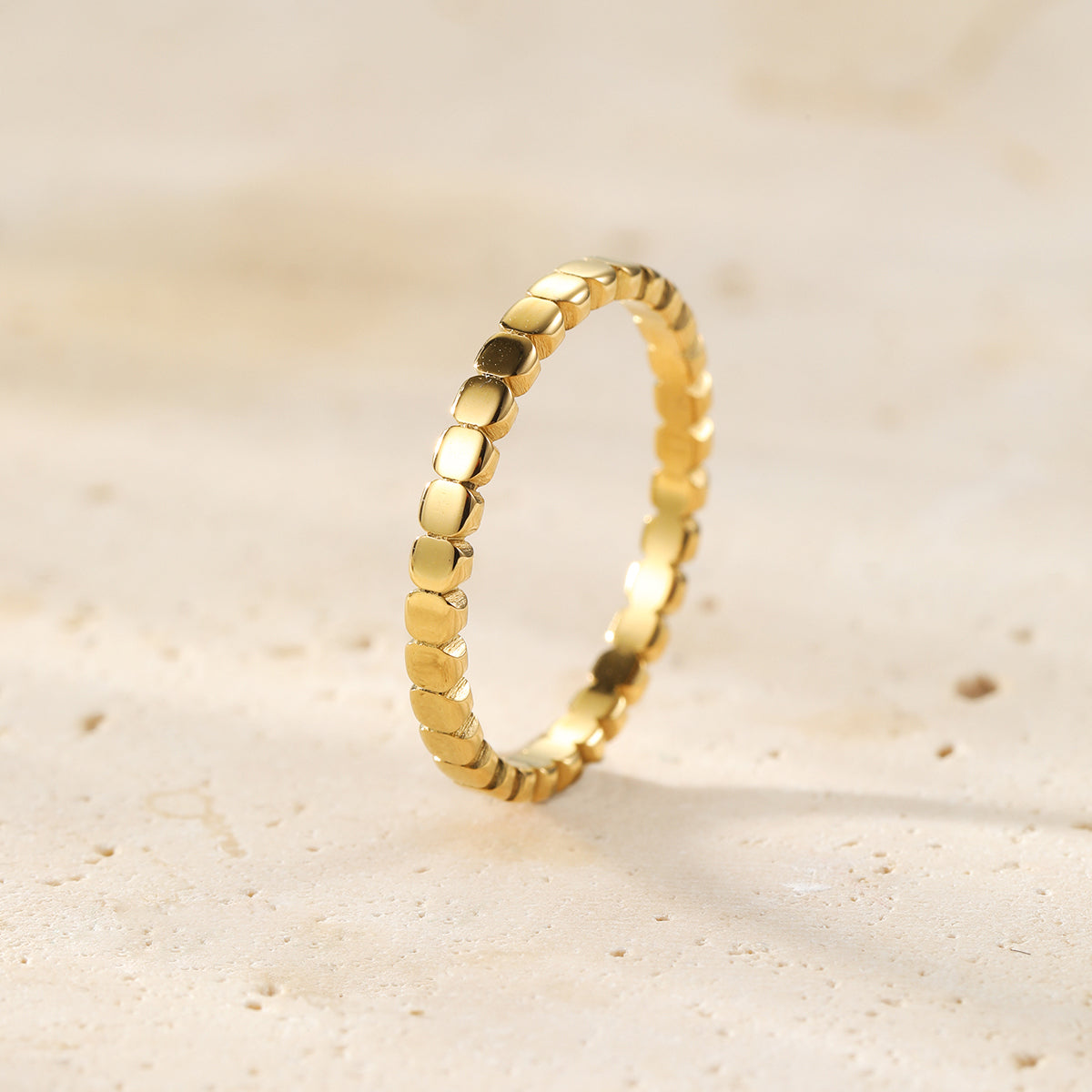 Stacked Bead Ring Stainless Steel