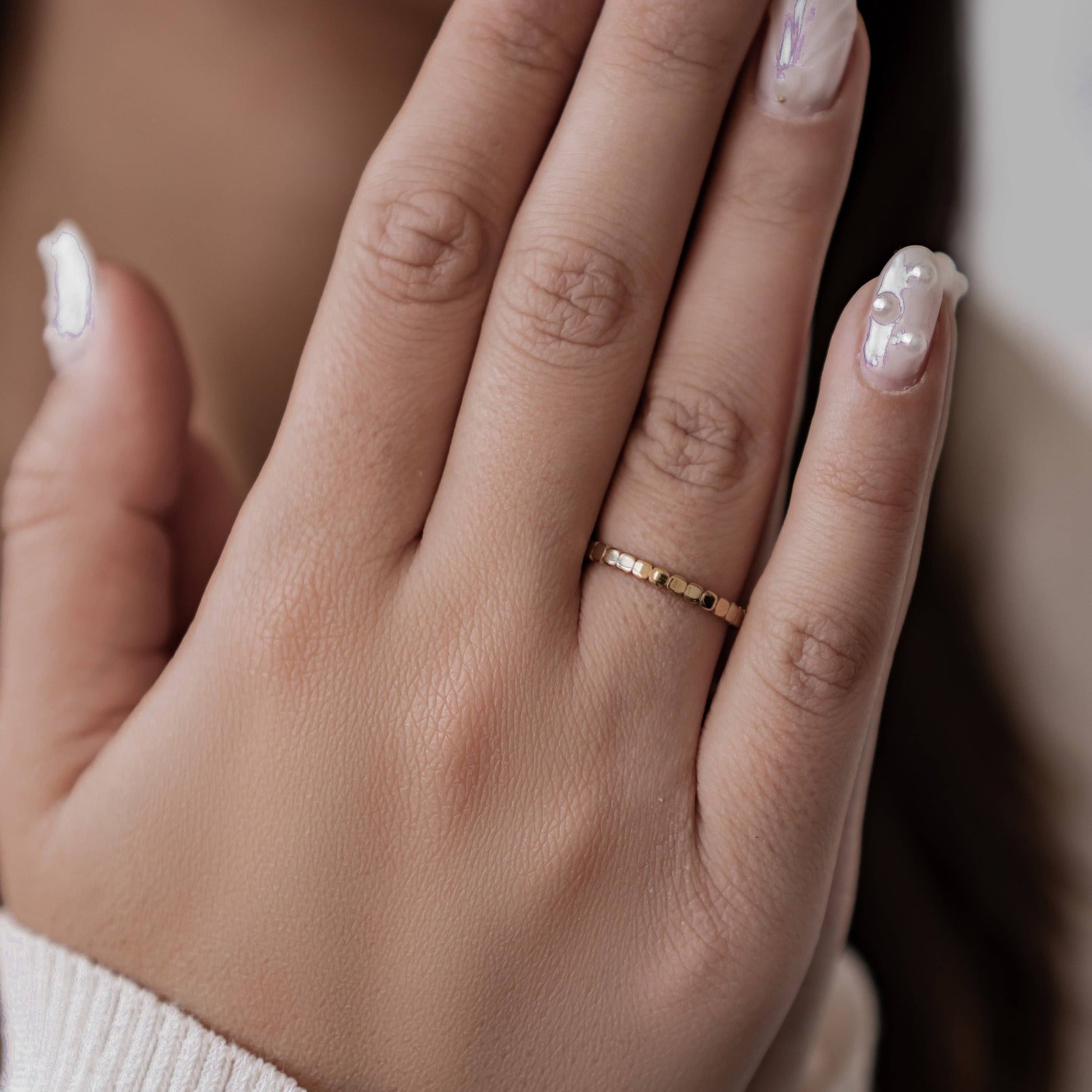 Stacked Bead Ring Stainless Steel