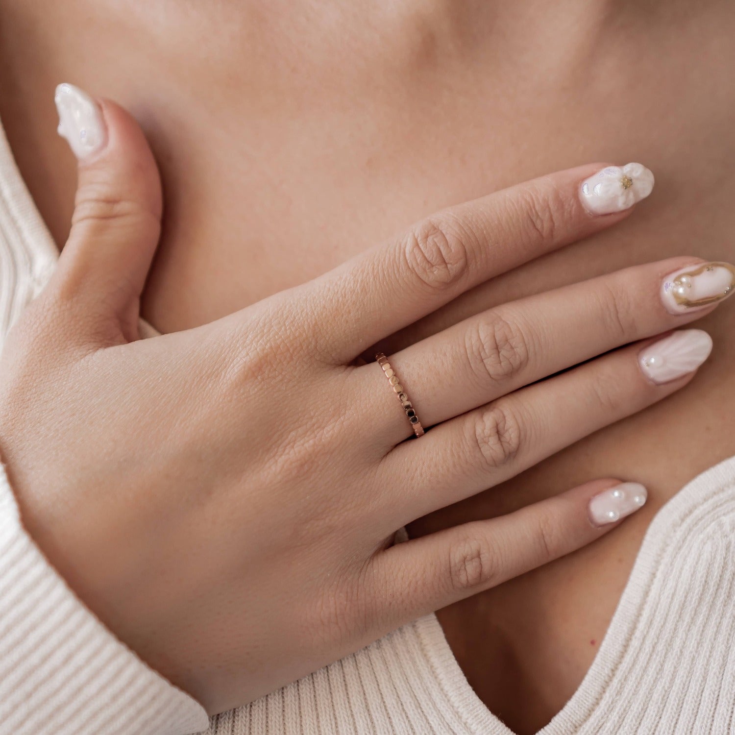 Stacked Bead Ring Stainless Steel