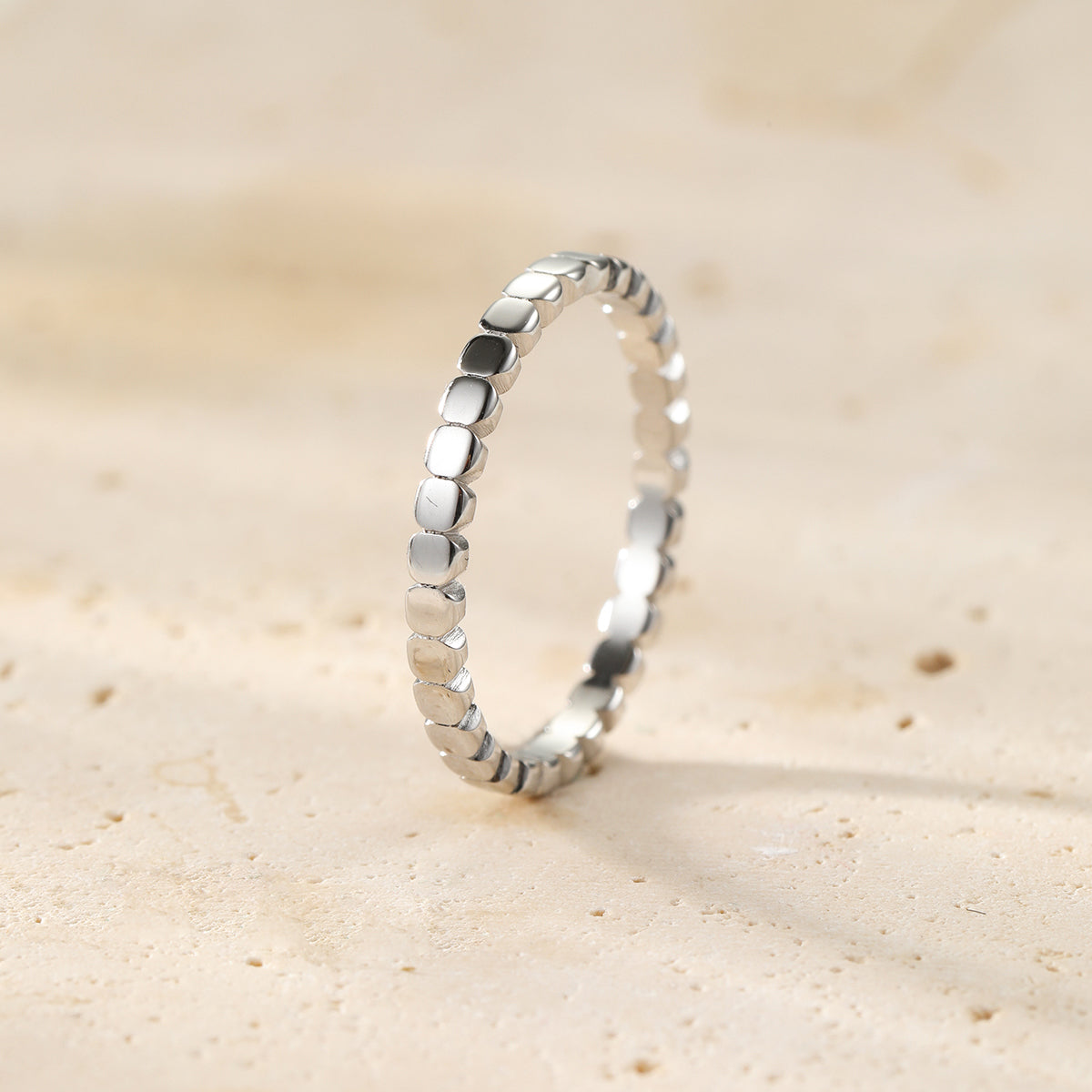 Stacked Bead Ring Stainless Steel