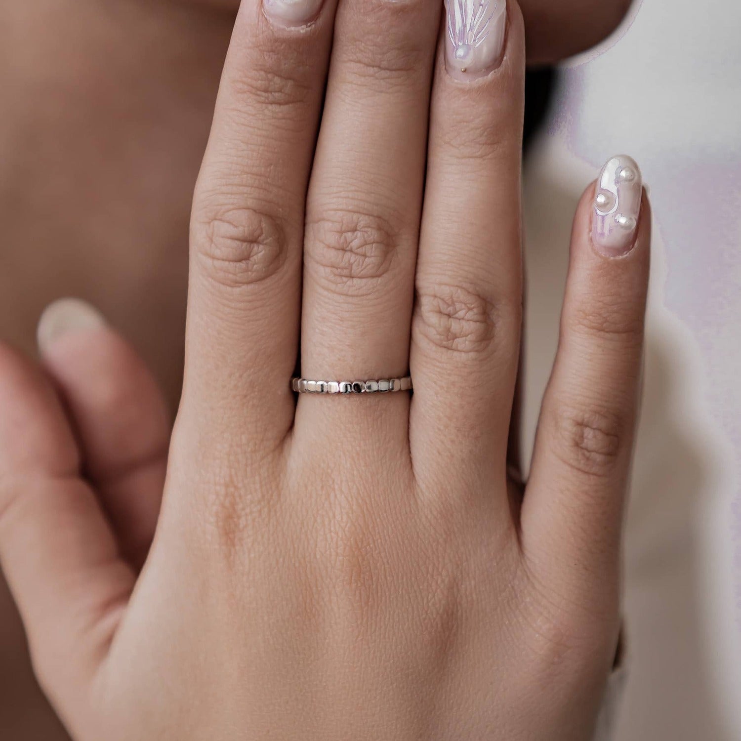 Stacked Bead Ring Stainless Steel