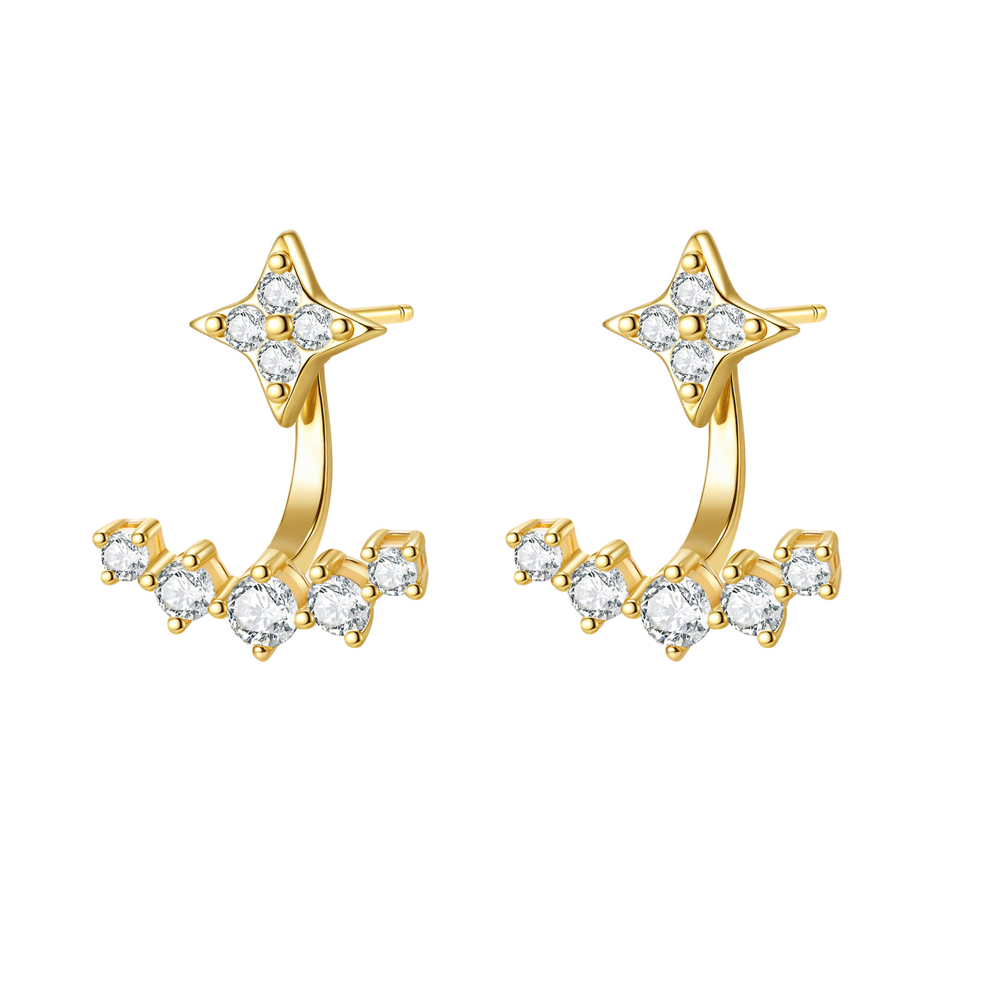 Boucles d’oreilles Ear Jacket Étoiles Sterling Argent