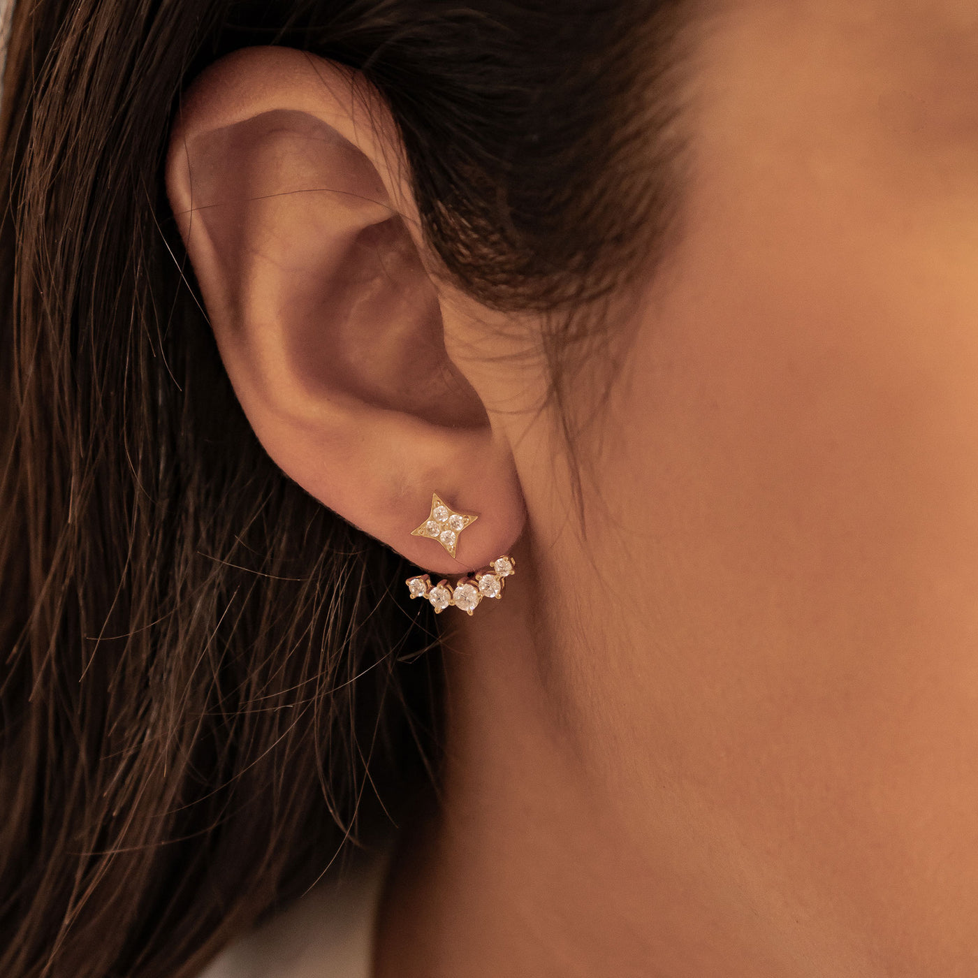 Boucles d’oreilles Ear Jacket Étoiles Sterling Argent
